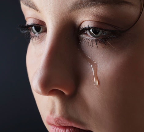 A young woman crying