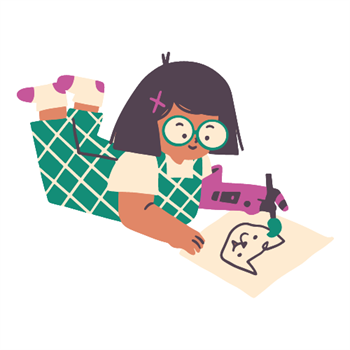 girl drawing cat 500x500.png