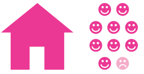 picture of a house and some smiley faces