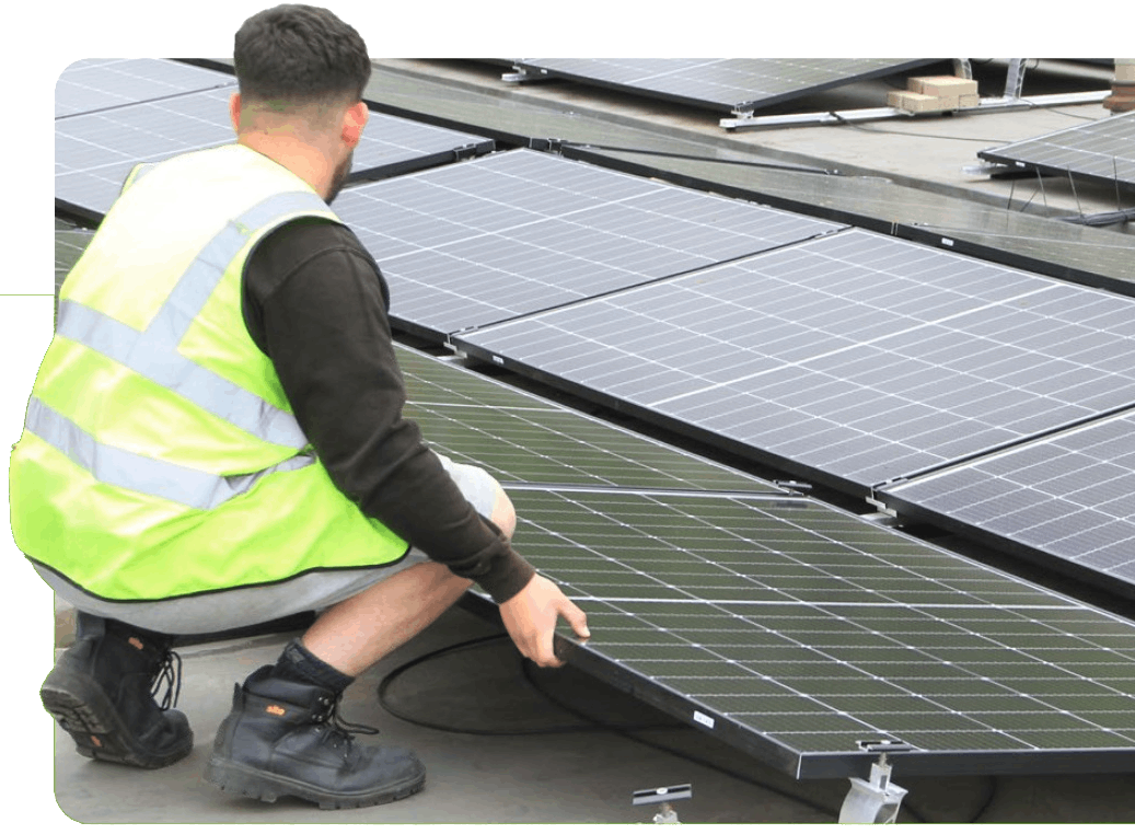 Man fitting solar panels