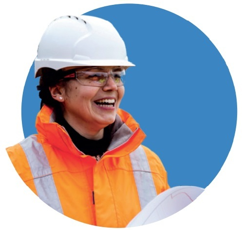 Highways engineer wearing a hard hat