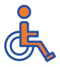 line drawing of a person in a wheelchair