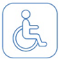 line drawing of a person in a wheelchair