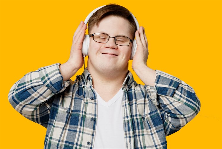 Man listening to headphones