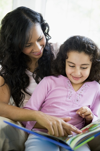 Mother and child reading