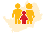 Family silhouette on Hertfordshire map