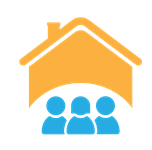 People in a home graphic