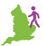 Person symbol on top of map of England