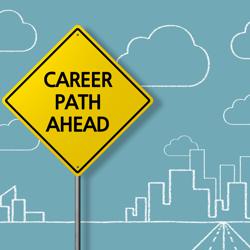Career path ahead traffic sign