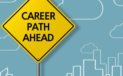 Career path ahead traffic sign