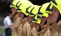 Firefighters in line up