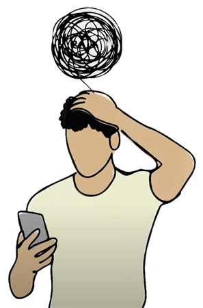 Man with a scrambled mind