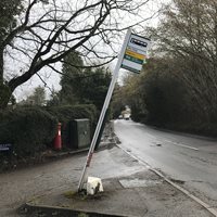Bus Stop pole leaning