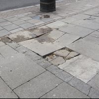 Cracked pavement