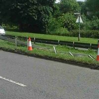 Road Safety Barrier Damaged