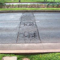 Cracked road surface