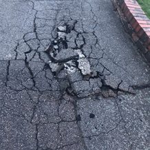 Trip hazard on a road
