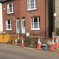 Unauthorised skip materials on the highway