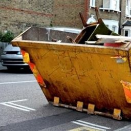 A skip on a road