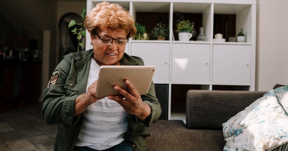 Older lady using an ipad