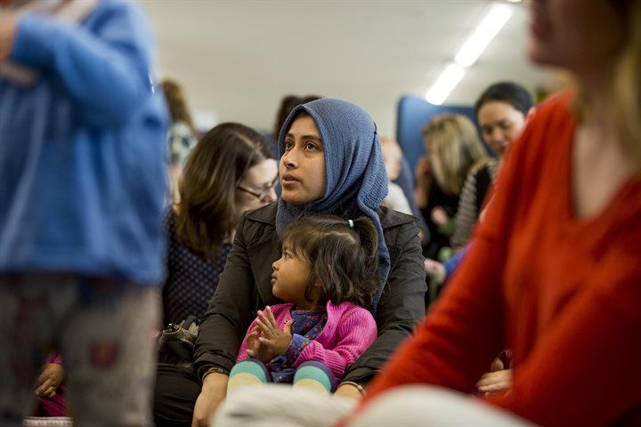 Mum and daughter at a library group