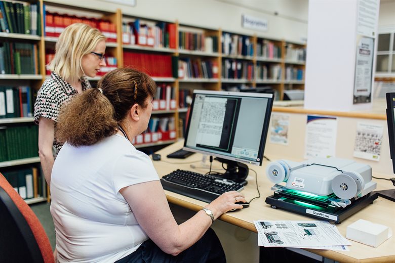 Lady in Hertfordshire archives using the resources