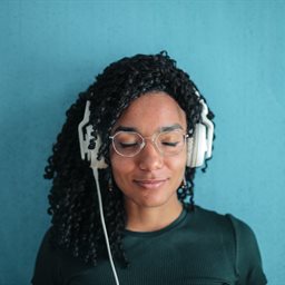 Woman wearing headphones