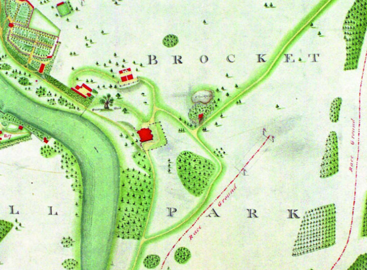 An old map of Brocket Hall Park.