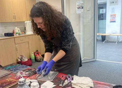 Artist creating artwork