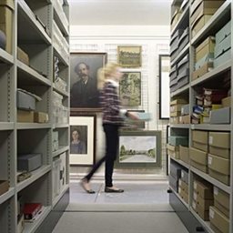 Person in an archive basement