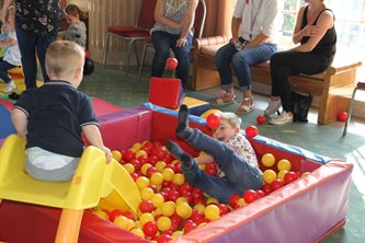 Kids enjoying the ball pool