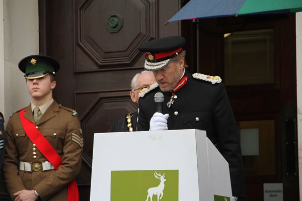 Lord Lieutenant Robert Voss giving a speech on the Commonwealth