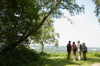 Walking -Four-older-hikers