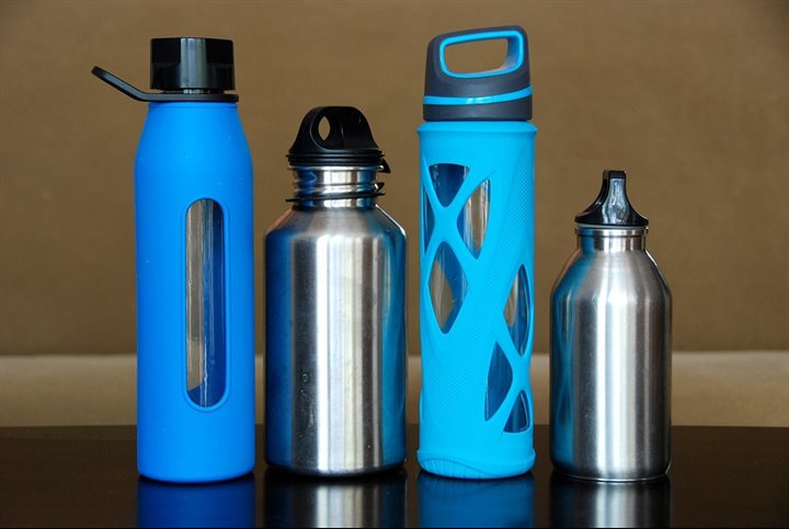 Glass drinking bottle