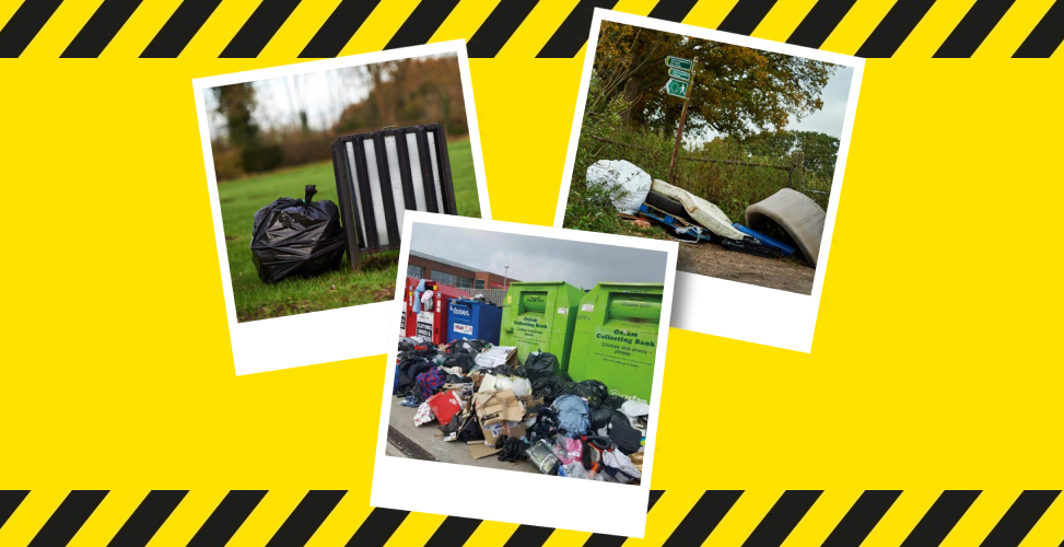 Polaroid pictures of fly tipping