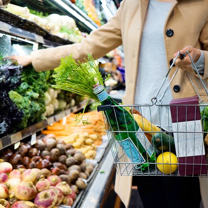 A woman with a shopping basket