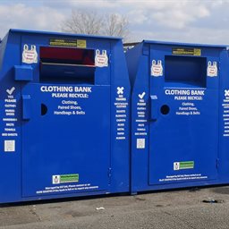 Blue textile clothing banks