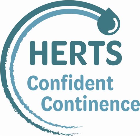 Teal coloured Herts Confident Continence logo