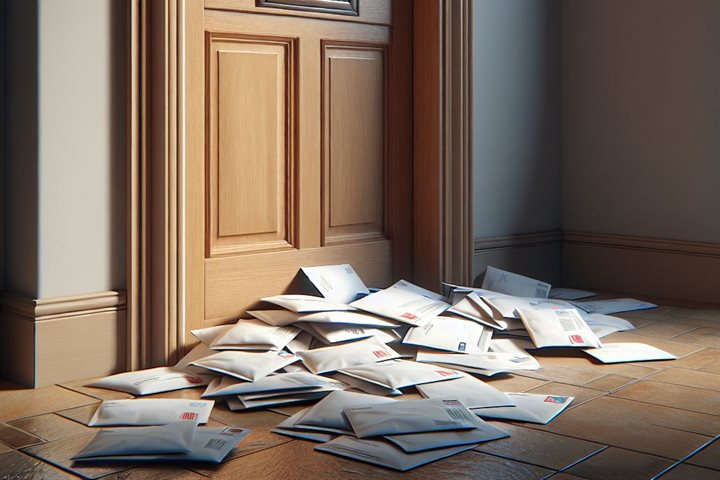 Junk mail by a door