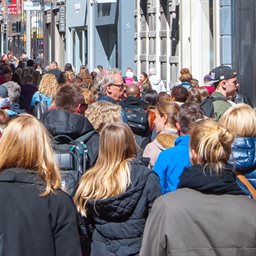 Crowd of people on a high street