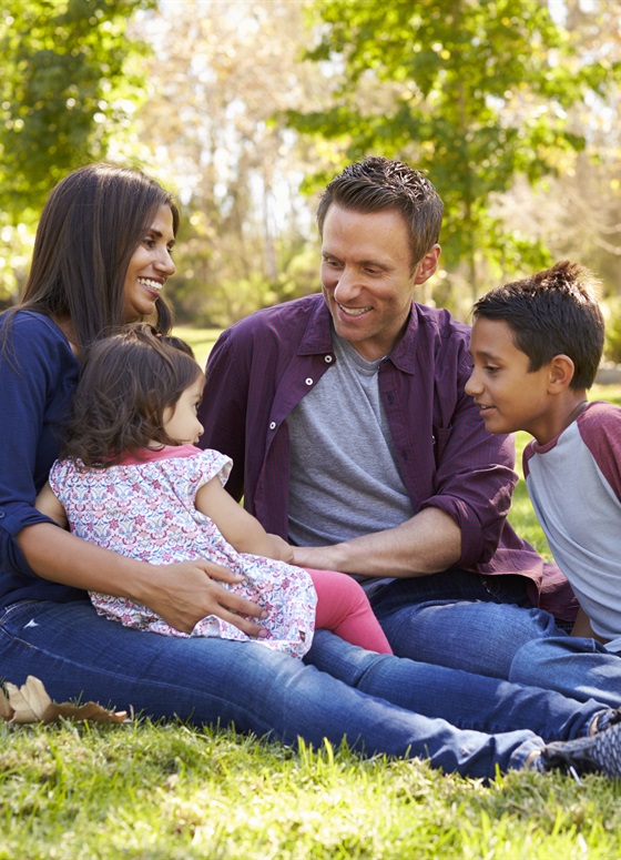 Family sitting in the park