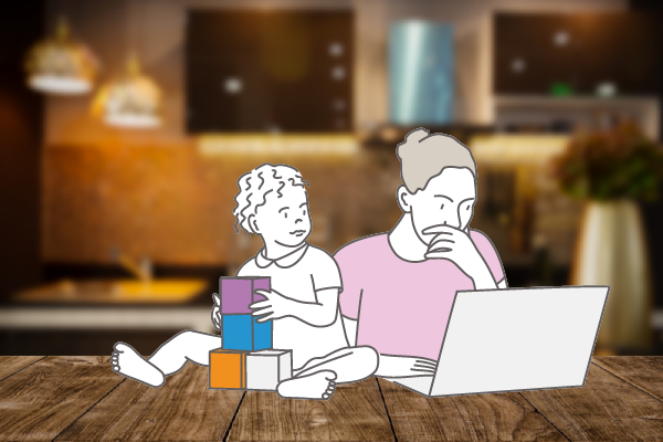 adult and child on a desk