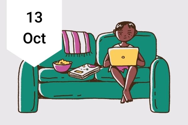 13 Oct - parent using laptop on couch