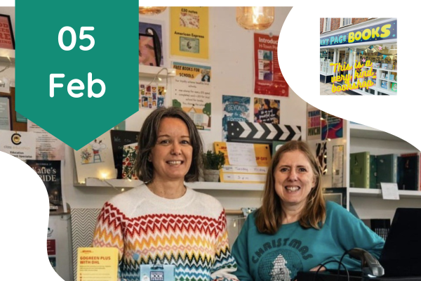 Julie and Liz behind the counter at Next Page Bookshop