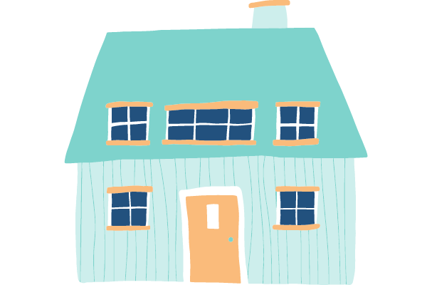 an illustration of a blue house