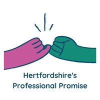 Hertfordshire's Professional Promise logo - two hands linking fingers
