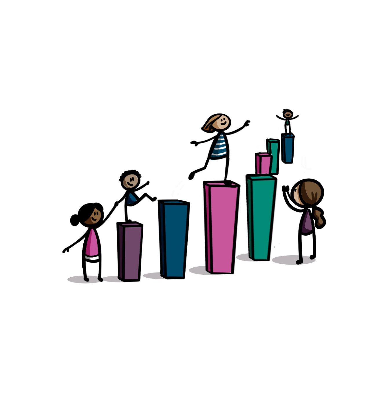 children jumping on stepping stones