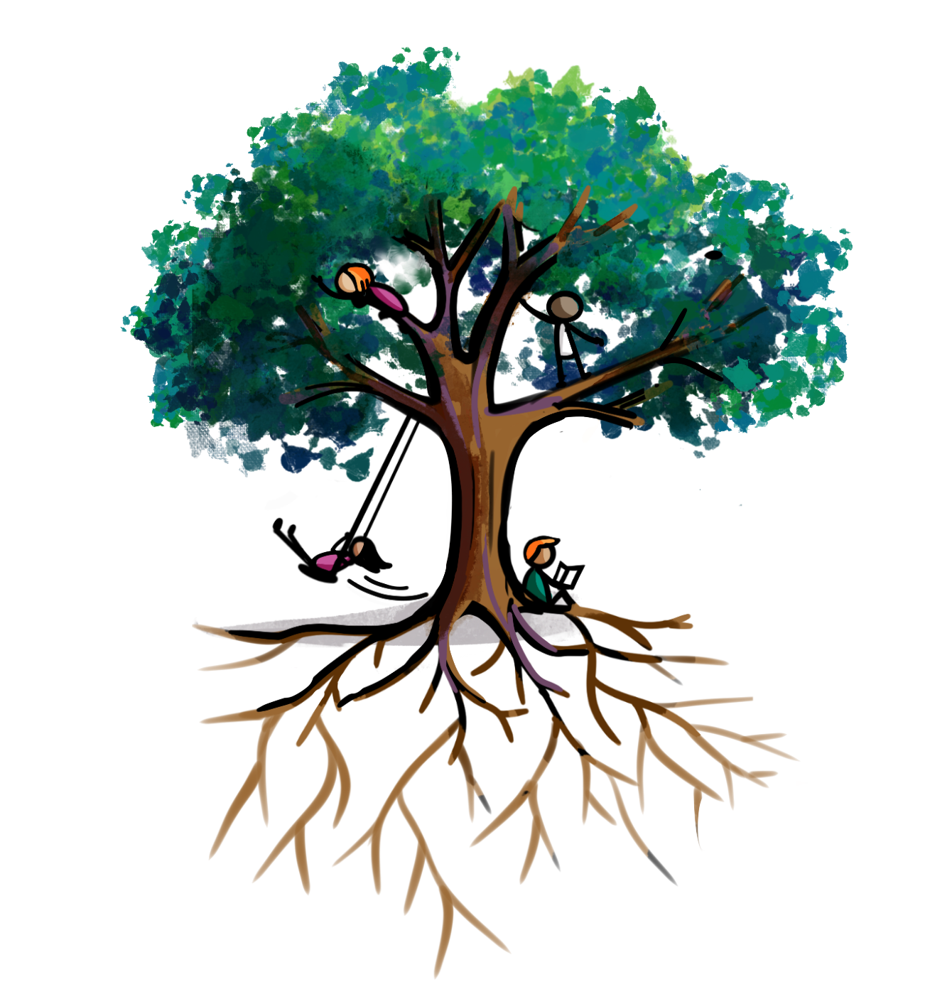 A large tree with big roots