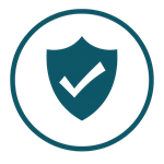Tick and shield icon teal
